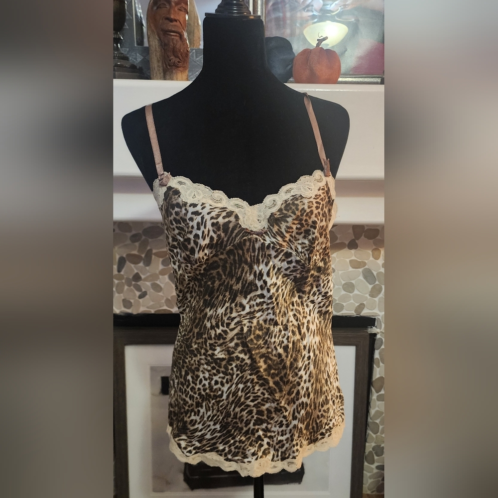 Karen Kane Lifestyle Leopard Print Cami 100% Silk Size 4